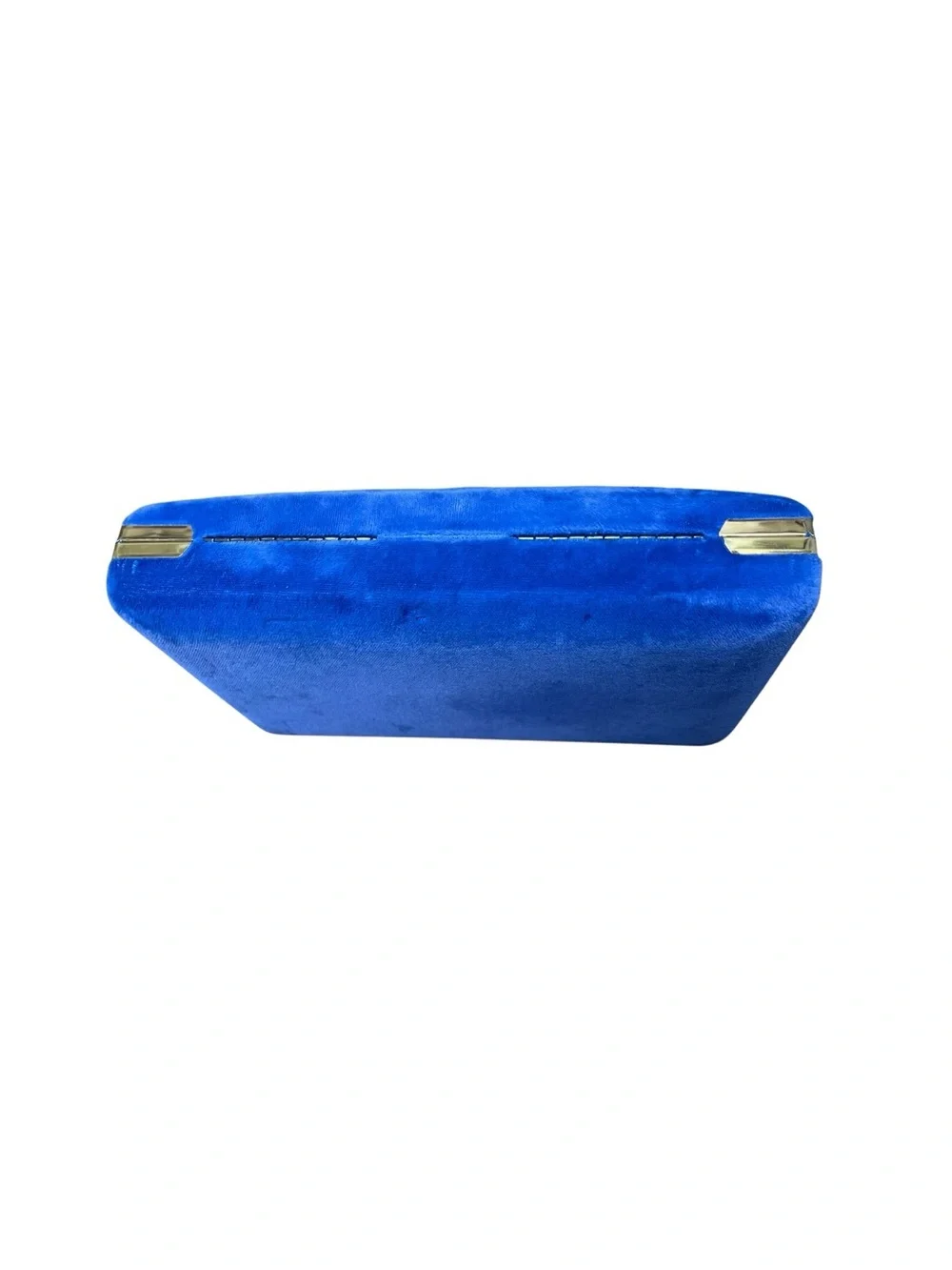 Vintage Blue Jewelry Box Triple Mirror Ring Holder Vanity Case Gold Trim